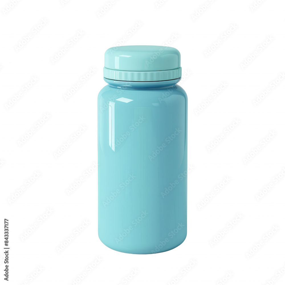 A plain blue plastic bottle with a screw cap, typically used for storing pills or supplements, isolated on a white background. A plain blue plastic bottle with a screw cap, typically used for storing pills or supplements, isolated on a white background.