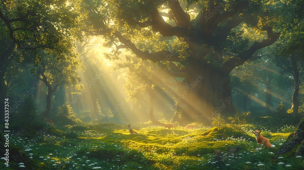 Landscape of Forest with Sunlight
