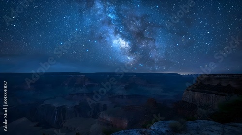 Starry Night Sky over Grand Canyon with Space for Text