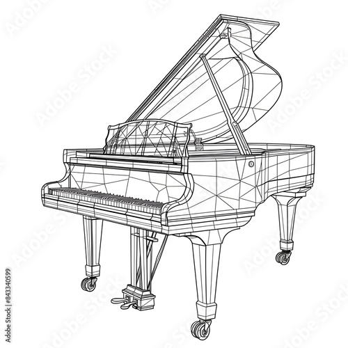 A drawing of a grand piano with the word grand on it.
 photo