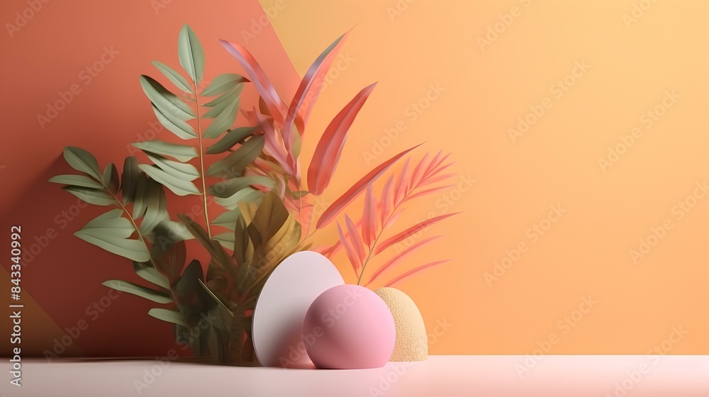 Fototapeta premium Minimal nature with abstract plants and clean design.