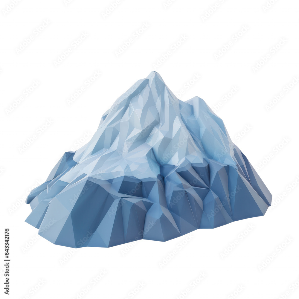 Obraz premium Digital geometric illustration of a snow-capped mountain peak, showcasing abstract low-poly art style, perfect for modern design projects.