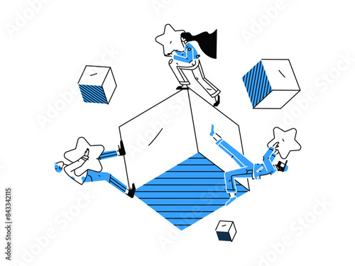 Flat vector illustration of business people operating work scene
