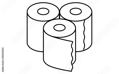 Simple line drawing of emergency kit, toilet paper, isometric illustration