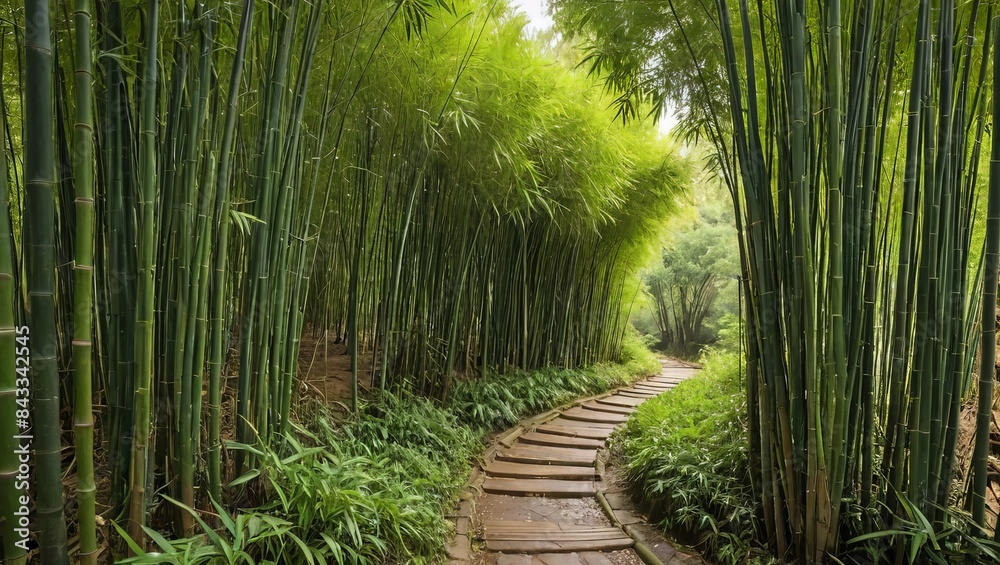 Stone Path Through a Bamboo Forest Stone Path Through a Bamboo Forest