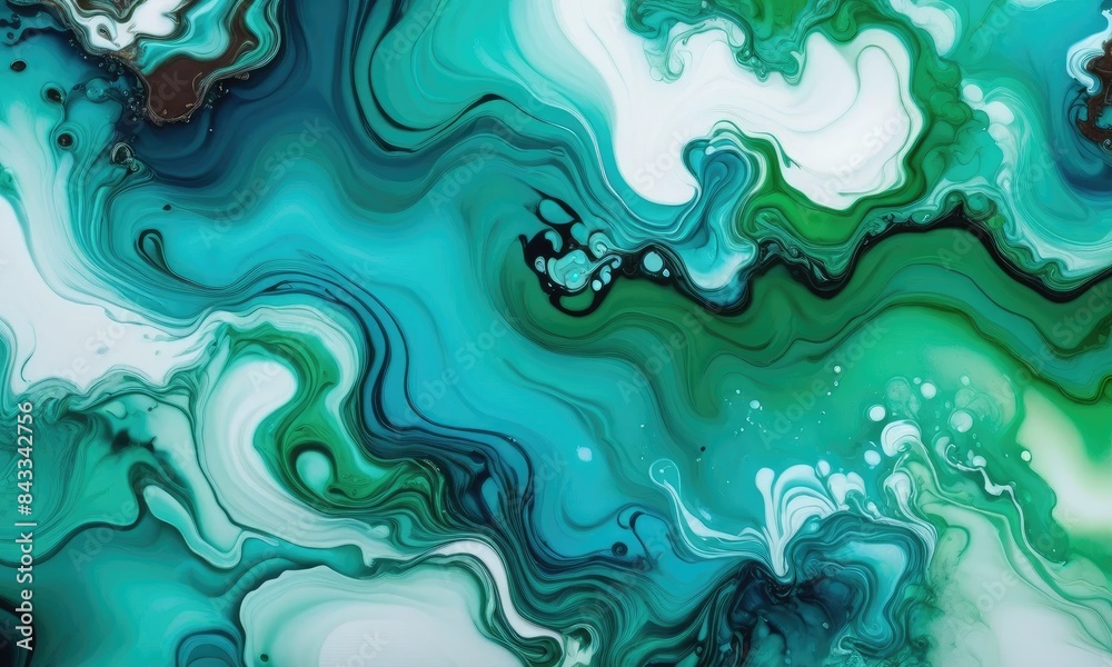 Abstract green and blue alcohol ink Painting