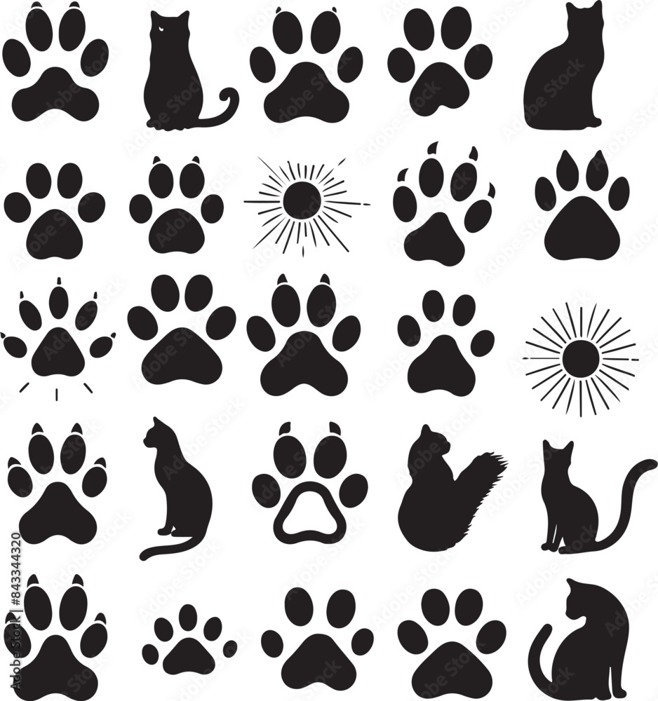 set of cats and dog silhouettes set of cats and dog silhouettes