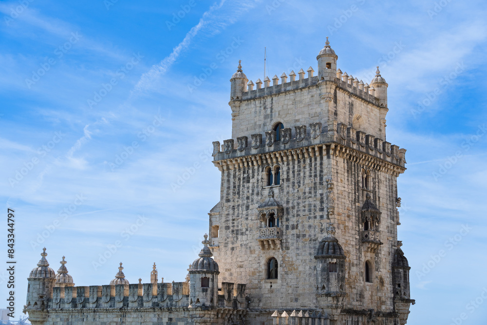 View at the Belem tower at the bank of Tejo River in Lisbon - Portugal View at the Belem tower at the bank of Tejo River in Lisbon - Portugal