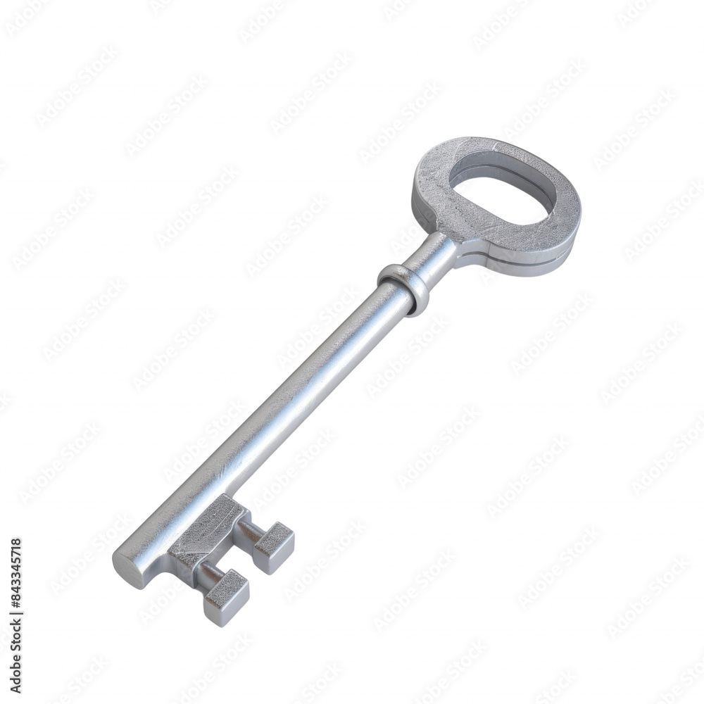 High-resolution image of an antique silver key, isolated on a white background. Ideal for security, mystery, and vintage themes. High-resolution image of an antique silver key, isolated on a white background. Ideal for security, mystery, and vintage themes.