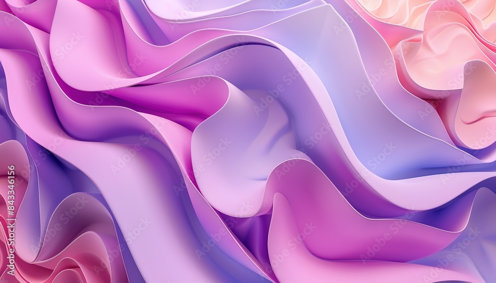 Fototapeta premium Pink and Purple 3D Waves arranged to create a Multicolored abstract background