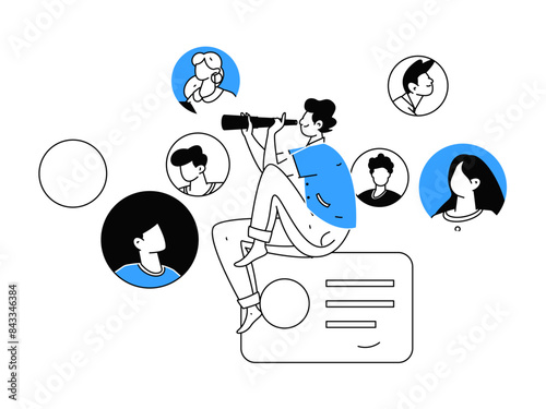 Flat vector illustration of business people operating work scene
