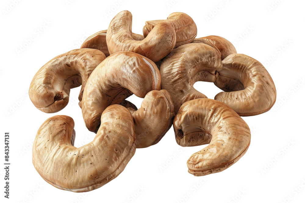 Cashew nuts isolated on transparent background