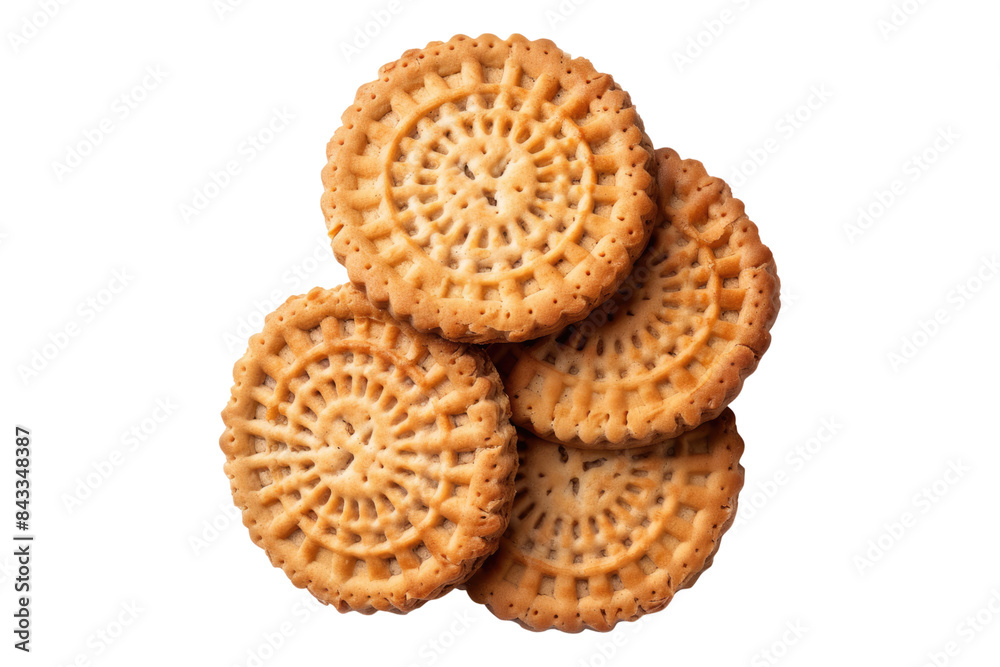 Circular biscuits isolated on transparent background