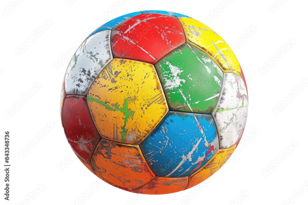 Fototapeta premium Color burst footballs isolated on transparent background