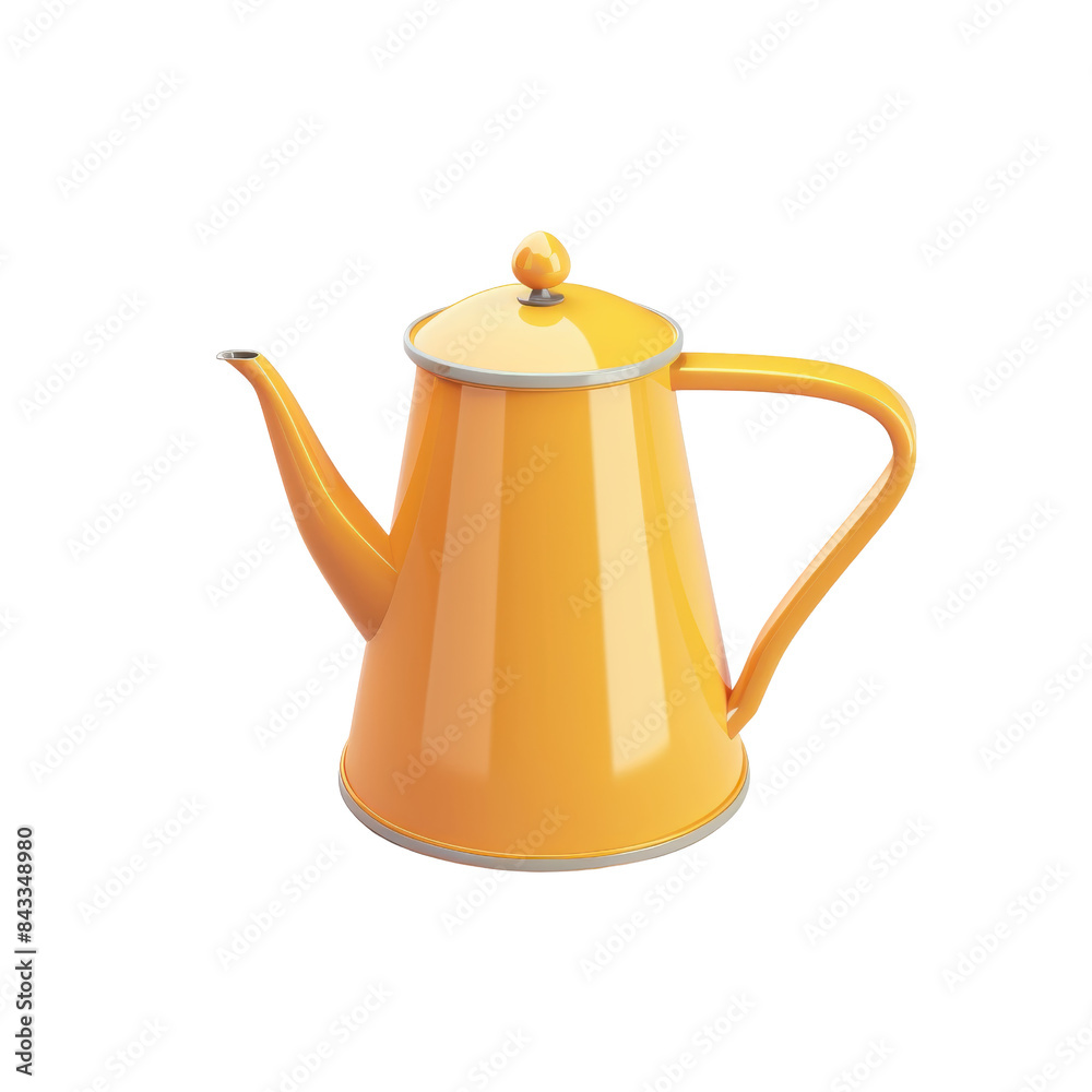 Stylish yellow teapot with a handle and spout, isolated on a white background. Perfect for tea time and kitchen decor. Stylish yellow teapot with a handle and spout, isolated on a white background. Perfect for tea time and kitchen decor.