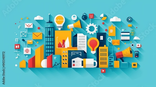 Dive into the world of marketing with a dynamic icon illustration, perfect for modern branding