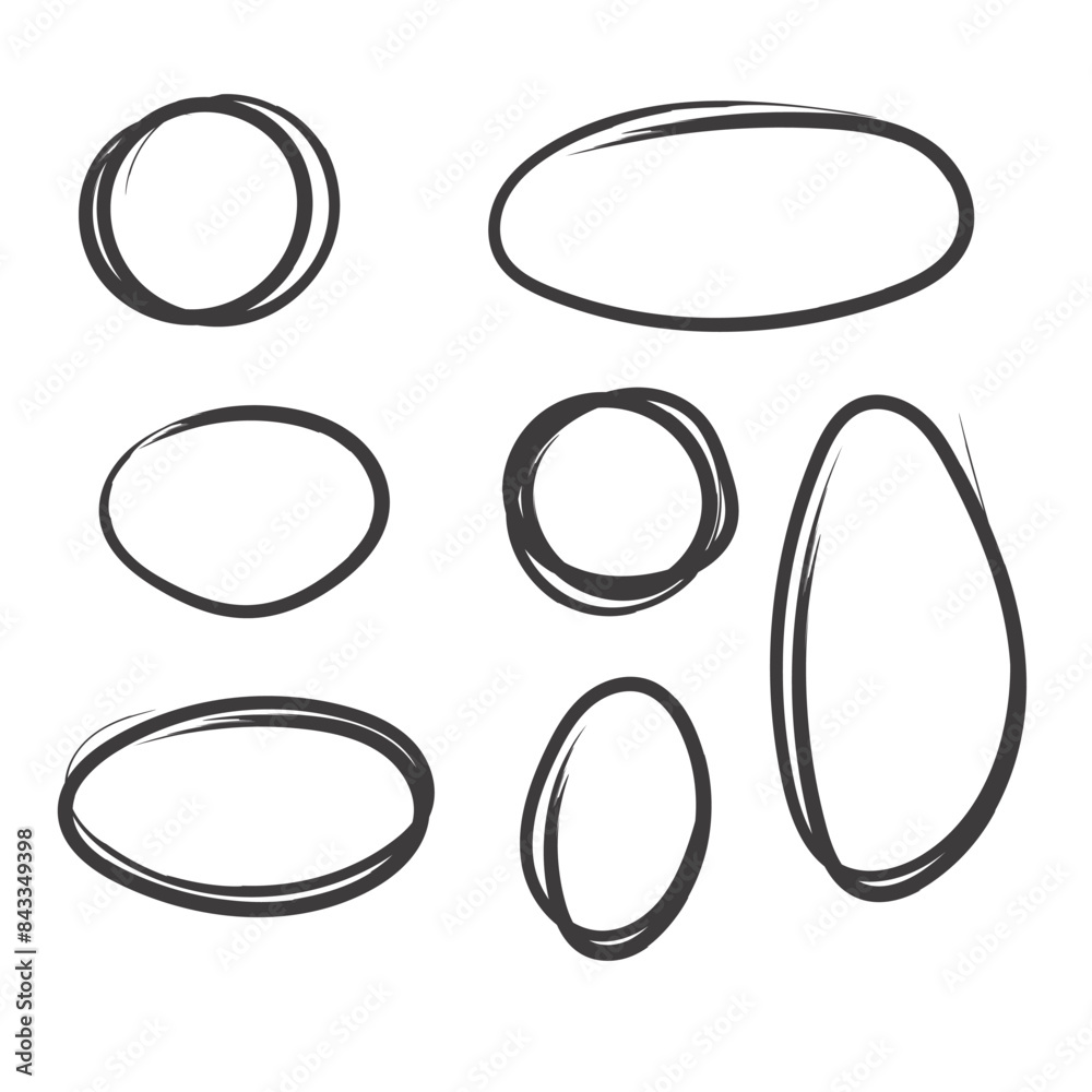 Hand drawn circle line for highlighting text. Rounds Bubbles Set doodle sketch symbols on a white background. Hand drawn circle line for highlighting text. Rounds Bubbles Set doodle sketch symbols on a white background.