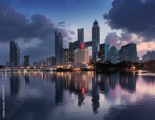 Wallpaper Mural night, city, skyline, cityscape, water, lights, river, downtown, reflection, urban, buildings, architecture, building, dusk, panorama, evening, landscape, sea, sky, skyscraper, travel, london, vancouv Torontodigital.ca