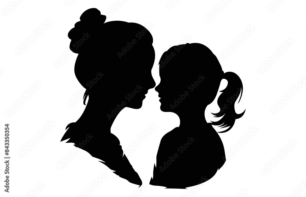 Mom lifting Child black Silhouette Vector, Mother and daughter Silhouette Clip art