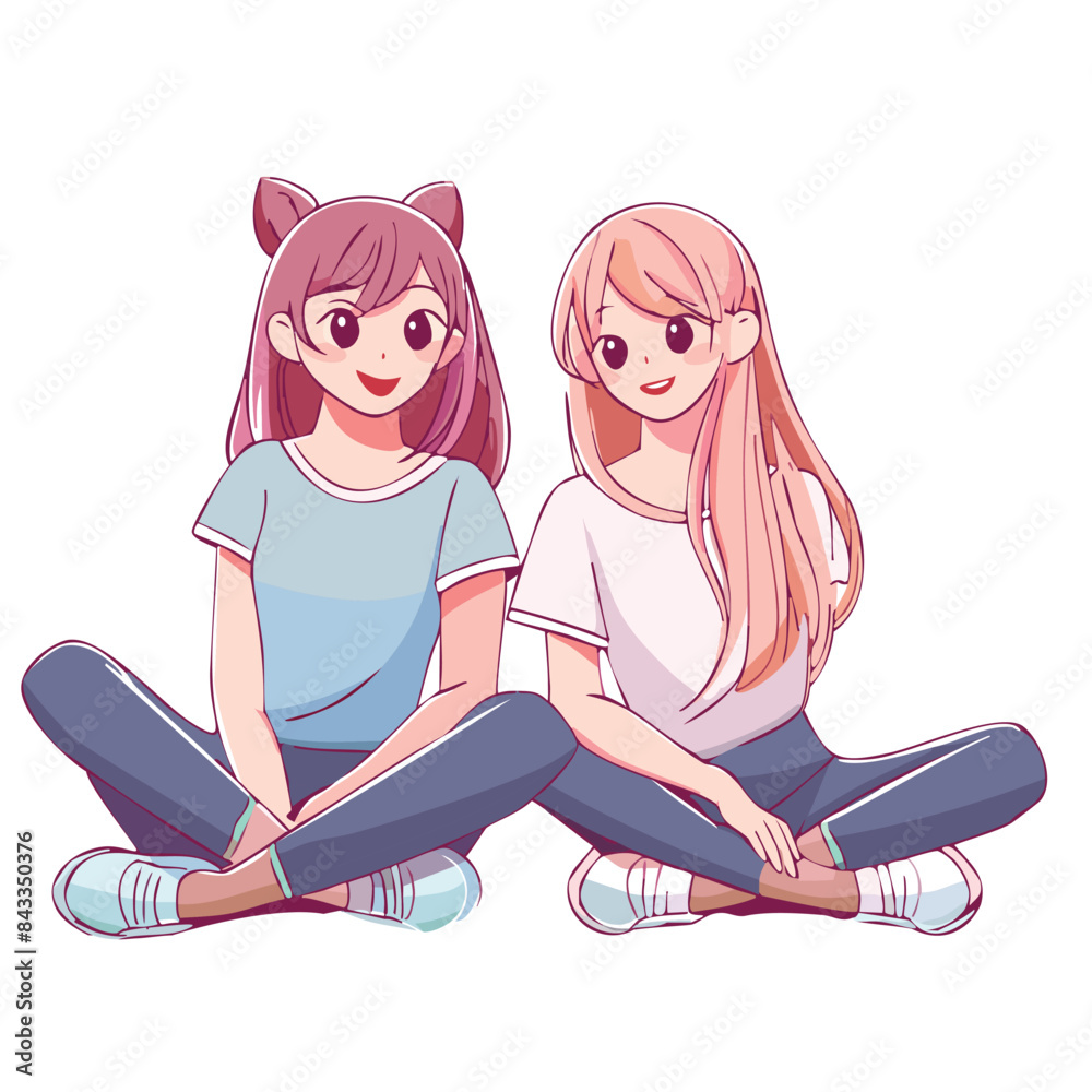 two best anime friends sitting alone and talking two best anime friends sitting alone and talking
