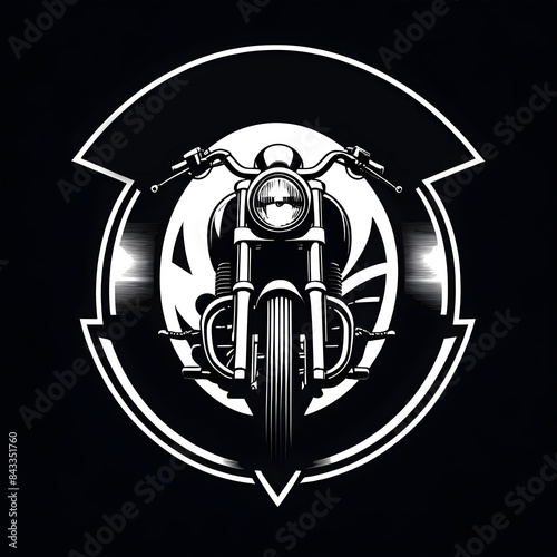 Motorcycle logo design illustration for t-shirt on black background photo