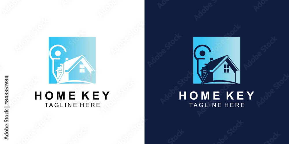 Simple home and key logo design with modern style , premium vector Simple home and key logo design with modern style , premium vector