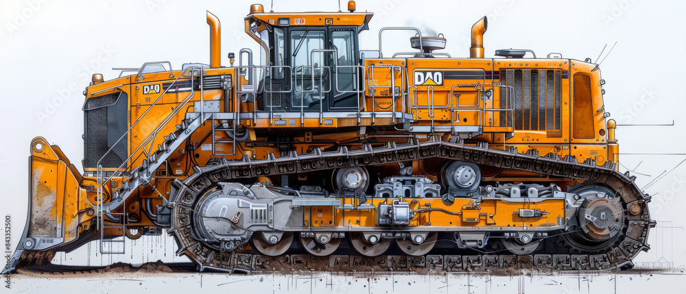 Obraz premium exploded-view diagram of a D10 Dozer.generative ai