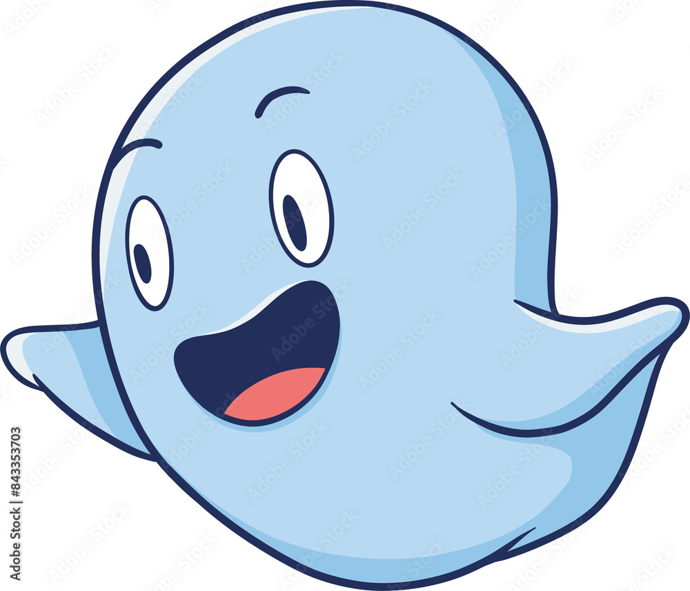 cute cartoon flying ghost with a big smile on its face cute cartoon flying ghost with a big smile on its face