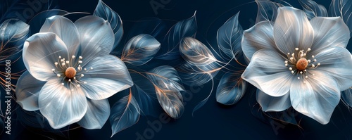 Elegant floral design with blue and white flowers for iPhone background