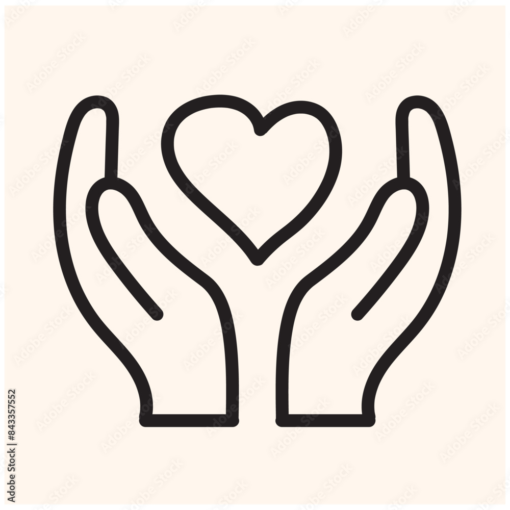 hand holding heart icon with illustration stye doodle and line art hand holding heart icon with illustration stye doodle and line art