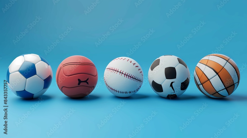 A collection of different sport balls on background. A collection of different sport balls on background.