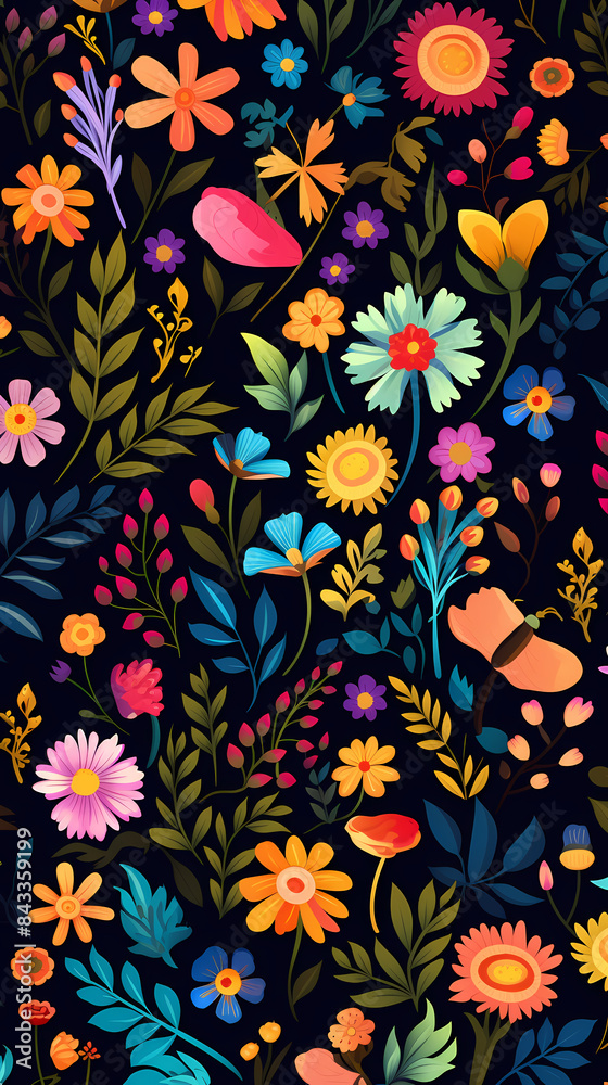 Vibrant floral and foliage patterns Vibrant floral and foliage patterns