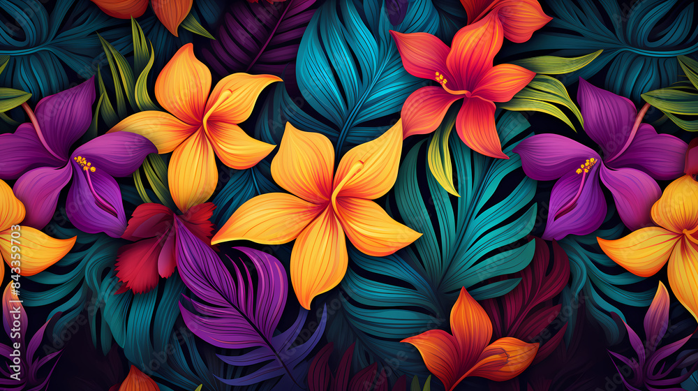Vibrant floral and foliage patterns Vibrant floral and foliage patterns