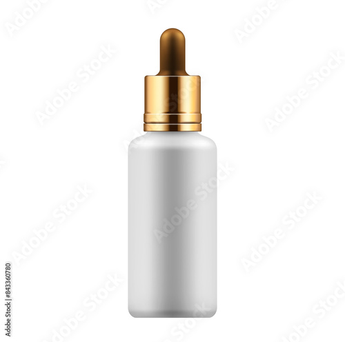 Blank cosmetic dropper bottle gold cap mockup on white background, , Hand Sanitizer, Skin Antiseptic, Antibacterial Fluid