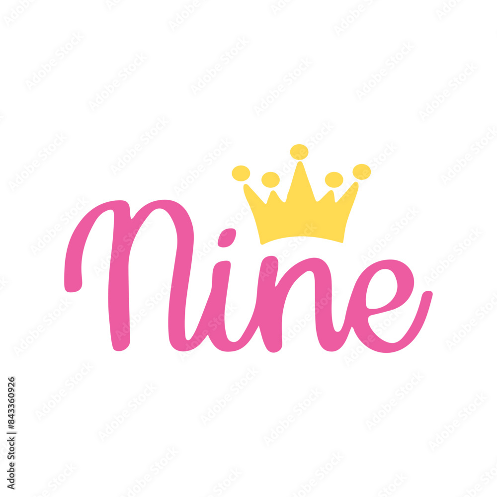 Obraz premium Nine Crown Birthday SVG, Ninth Birthday SVG, 9th Birthday SVG, Ninth Birthday Shirt, 9th Birthday Shirt, Birthday Crown svg, Birthday svg, Svg Files for Cricut