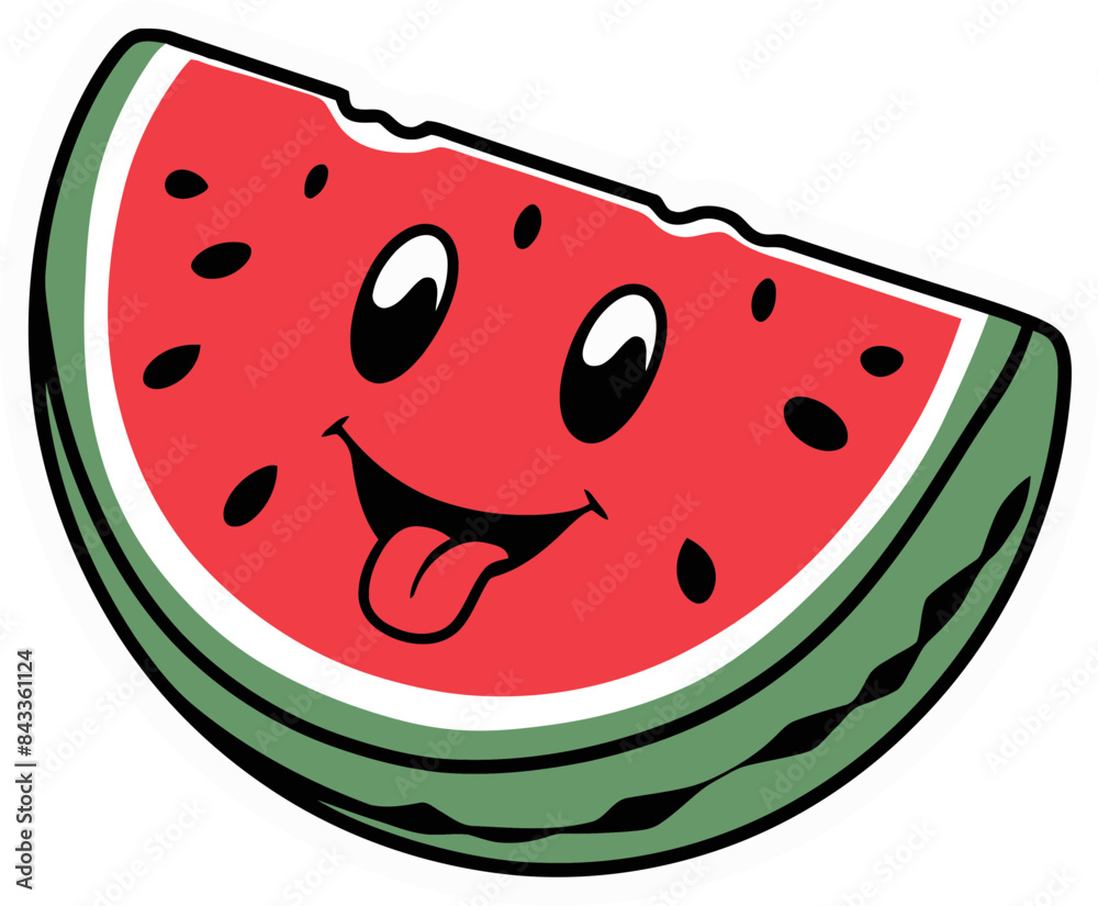 Cartoon sliced watermelon with a big smiley face Cartoon sliced watermelon with a big smiley face