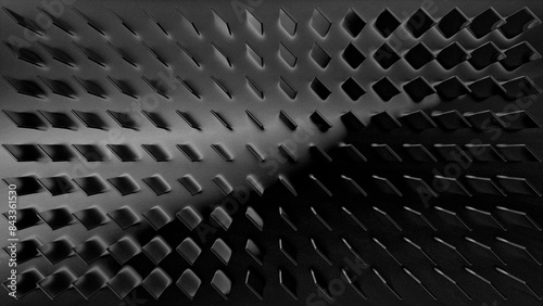 Abstract 3D grid with rectangular shapes, dark futuristic background