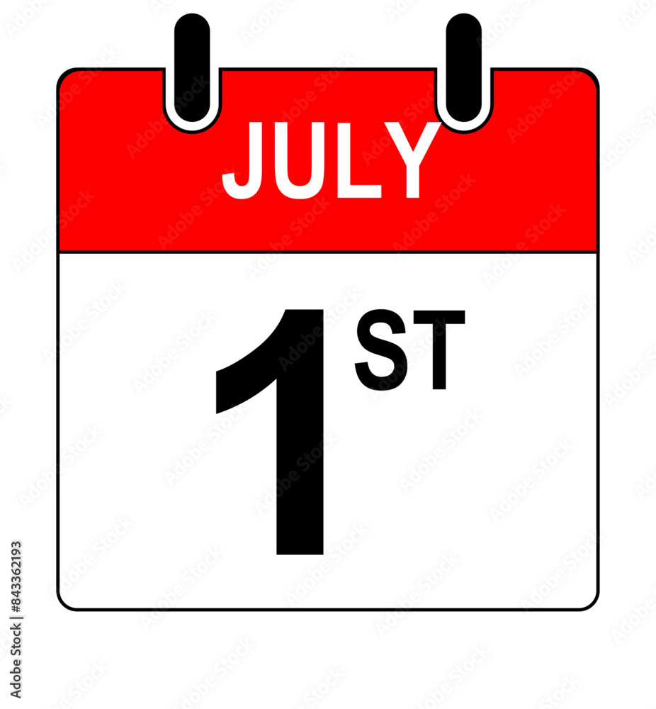 1st July Calendar Date or Calendar Day for Appointments / Deadlines, Reminder Isolated On a Transparent Background. Vector Illustration, 1st July Calendar Date or Calendar Day for Appointments / Deadlines, Reminder Isolated On a Transparent Background. Vector Illustration,