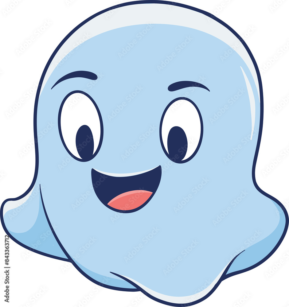 cute cartoon flying ghost with a big smile on its face cute cartoon flying ghost with a big smile on its face
