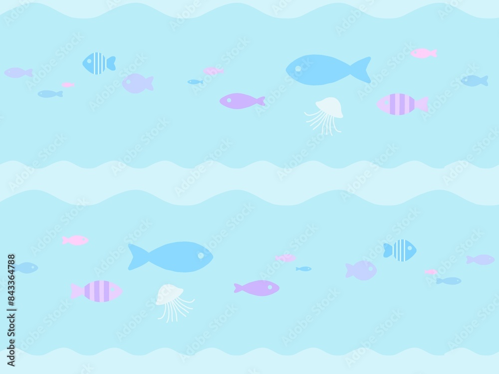 Naklejka premium 魚のシームレスパターン C-2