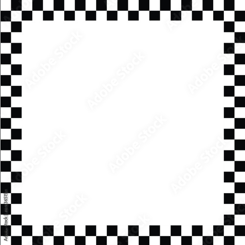Checkers frame, border in line art style geometric seamless pattern. EPS.10.