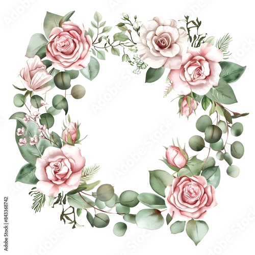 frame with roses and butterflies