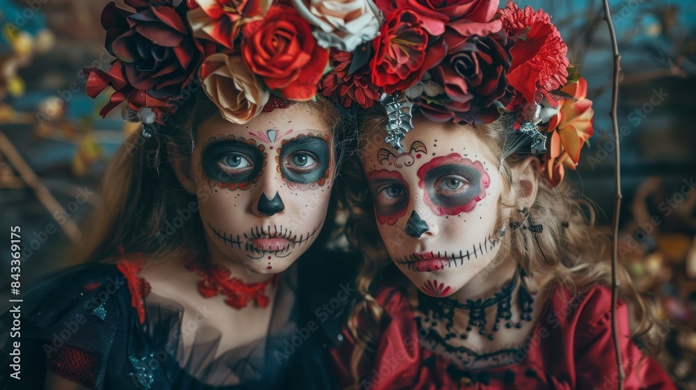 Gothic Girls with Halloween Makeup Gothic Girls with Halloween Makeup