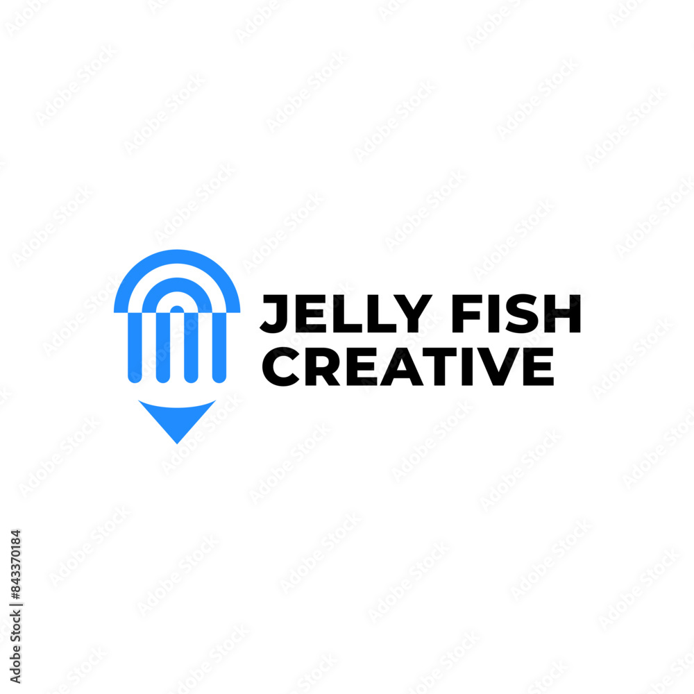 CREATIVE JELLYFISH PENCIL LOGO ICON ILLUSTRATION CREATIVE JELLYFISH PENCIL LOGO ICON ILLUSTRATION