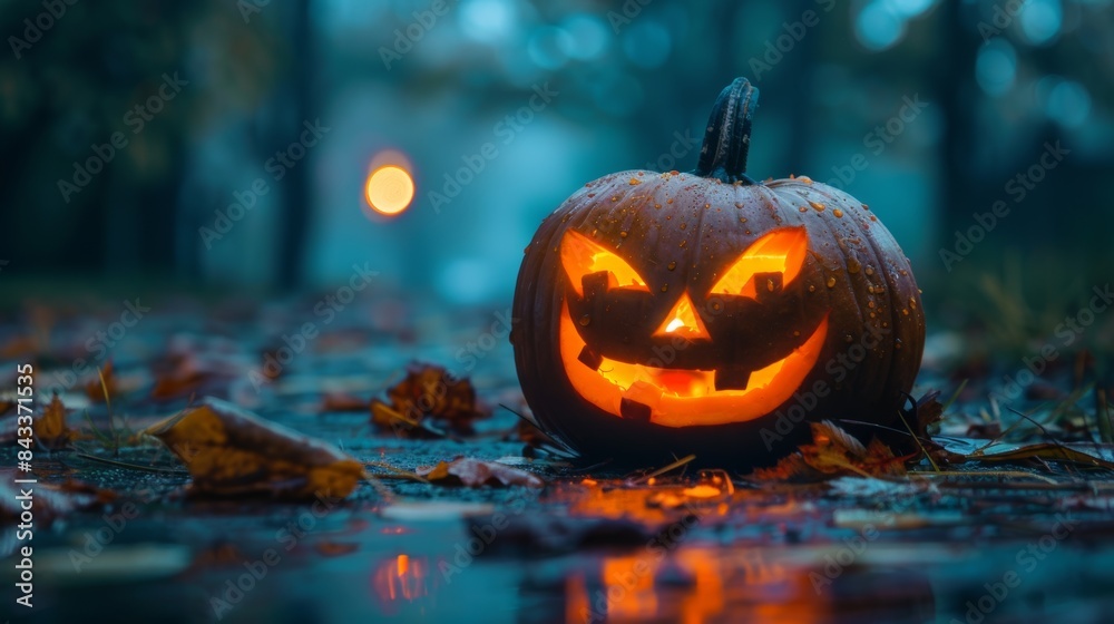 halloween jack o lantern in the forest halloween jack o lantern in the forest