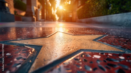 Wallpaper Mural Close-up view of a Hollywood Walk of Fame star at sunset, capturing the essence of Hollywood Boulevard's iconic landmark. Torontodigital.ca