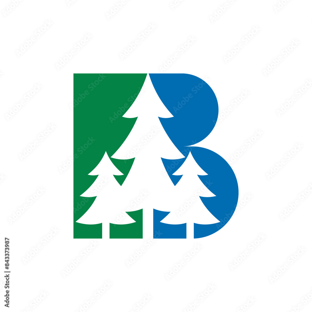 Letter B logo pine tree Letter B logo pine tree