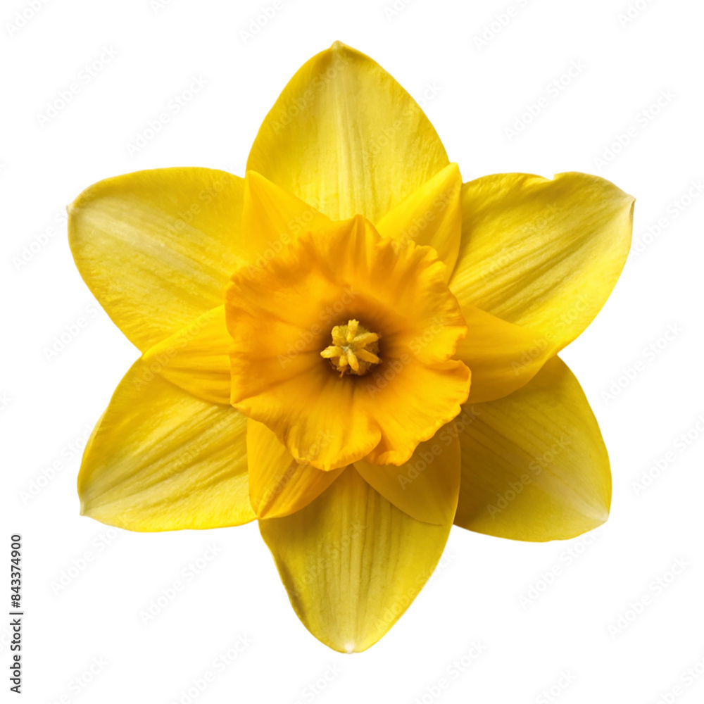 Daffodil top view Isolated on transparent background