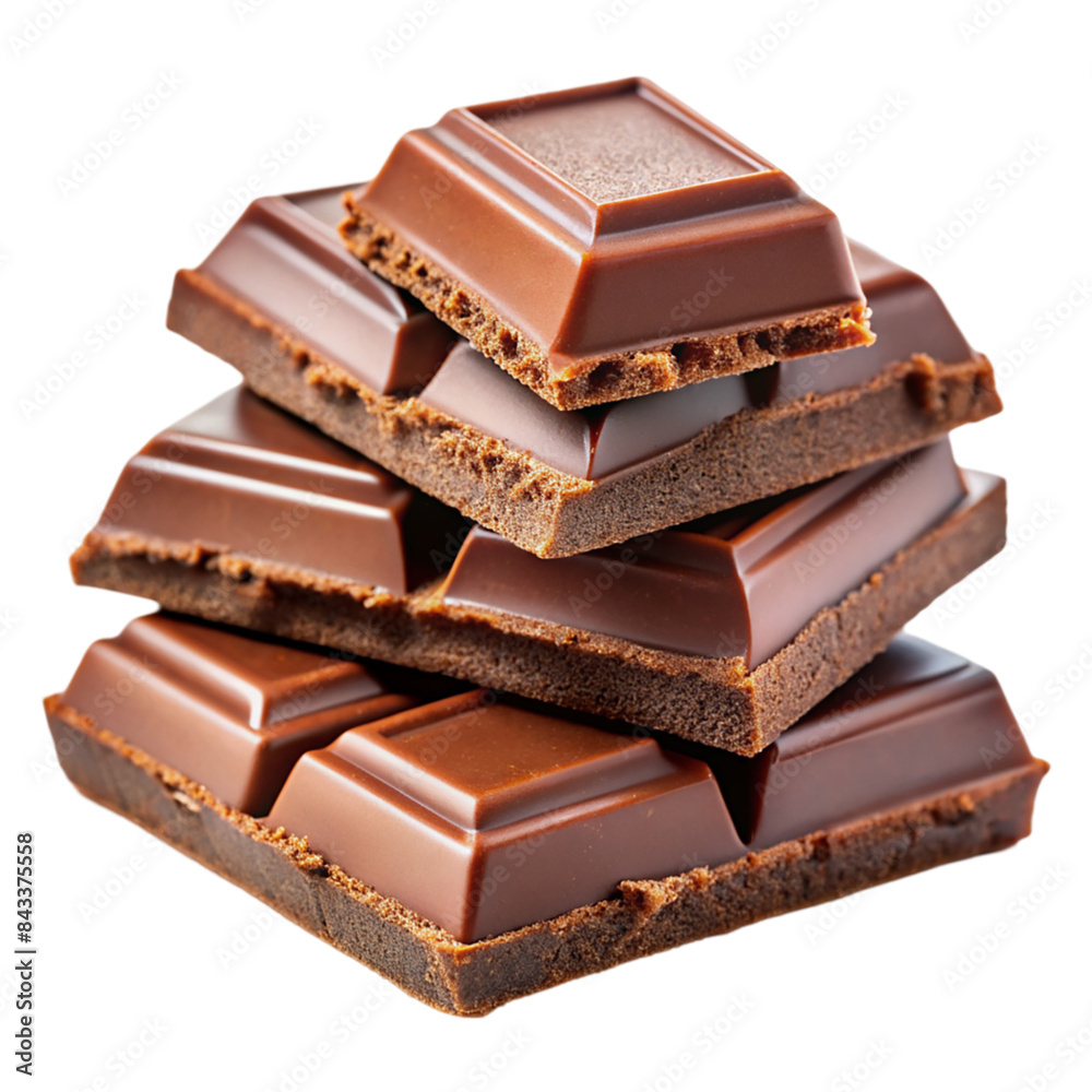 Delicious chocolate pieces Isolated on transparent background Delicious chocolate pieces Isolated on transparent background