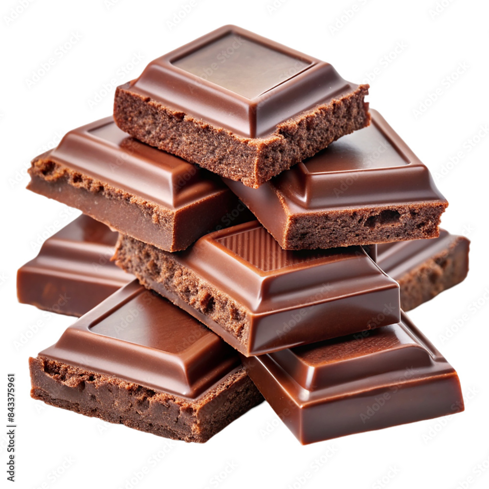 Delicious chocolate pieces Isolated on transparent background Delicious chocolate pieces Isolated on transparent background
